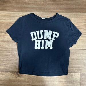Garage Navy Blue Baby Tee with White Label Accent